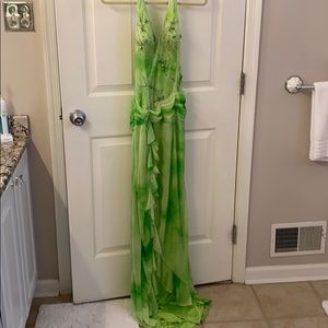 Green full length tie dye dress